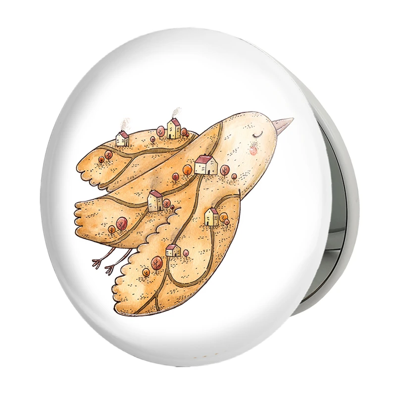 آینه جیبی خندالو طرح پرنده مدل تاشو کد 5036 