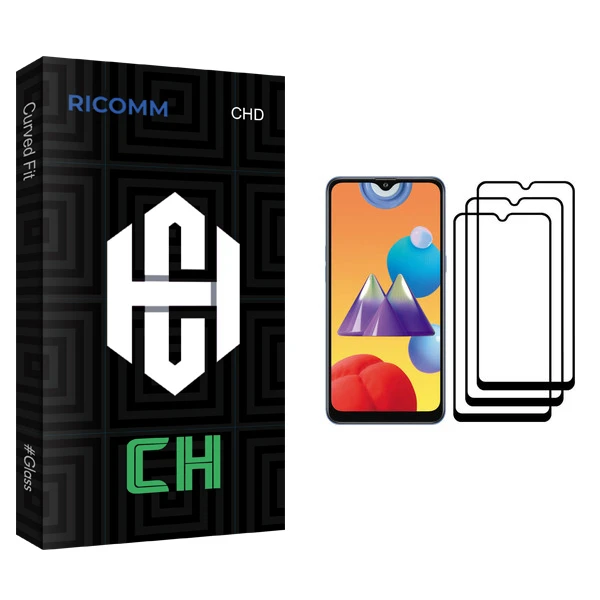 محافظ صفحه نمایش ریکام مدل CH glass مناسب برای گوشی موبایل سامسونگ Galaxy M01s بسته سه عددی