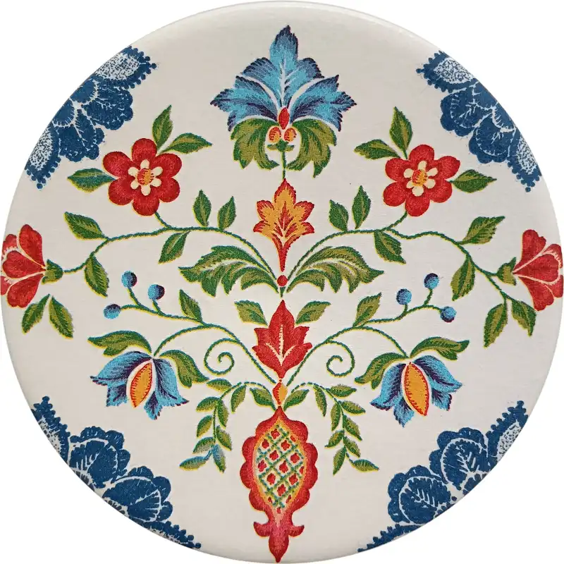 بشقاب دیوارکوب سفالی مدل گل کاشی کد 2