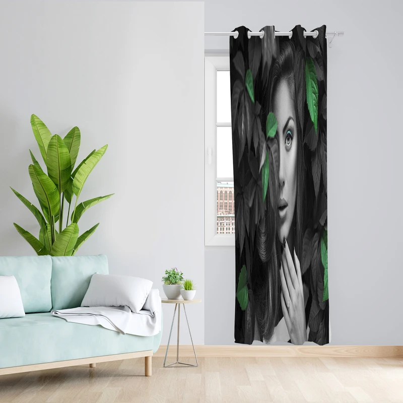 پرده طرح نیم رخ مدل مخمل پانچی کد L 661 Z سایز 140x200 سانتی متر
