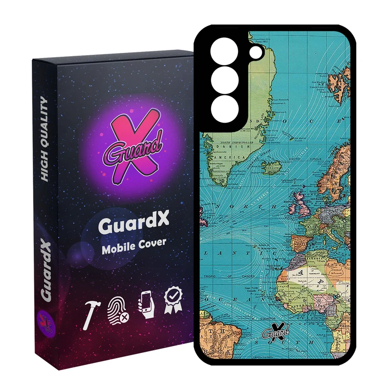 کاور گارد ایکس طرح نقشه مدل Glass10226 مناسب برای گوشی موبایل سامسونگ Galaxy S21 FE