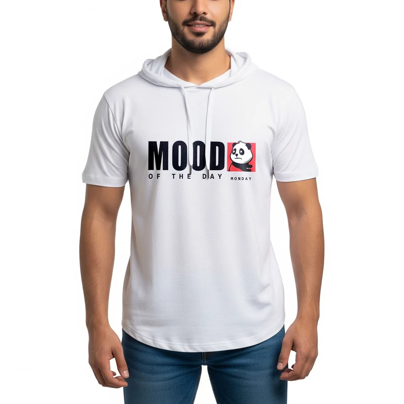 تی‌شرت کلاه‌دار آستین کوتاه مردانه مدل 14040601 w