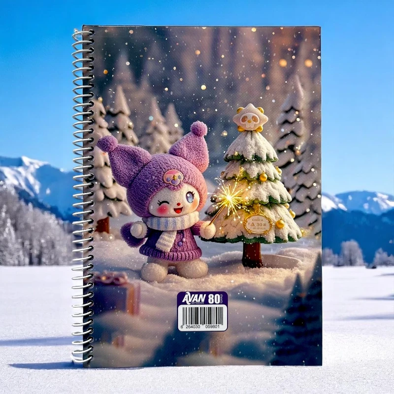عکس شماره 12 : دفتر مشق 80 برگ آوان مدل حاشیه دار طرح کرومی زمستان کد lf1