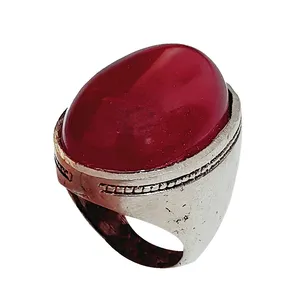 انگشتر نقره مردانه مدل یاقوت جید هندی کد YJH1