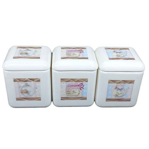 بانکه سرامیکی طرح مربا و قوری مدل مربع کد 03 مجموعه 3 عددی 