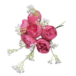 دسته گل مصنوعی مدل گل پیونی عروس