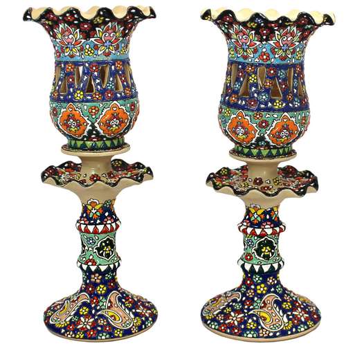 شمعدان میناکاری مدل لاله کد 25 بسته 2 عددی