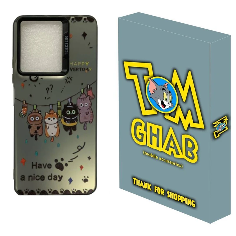 کاور قاب تام مدل سوکول طرح گربه رخت آویز مناسب برای گوشی موبایل شیائومی Redmi Note 14 4G 