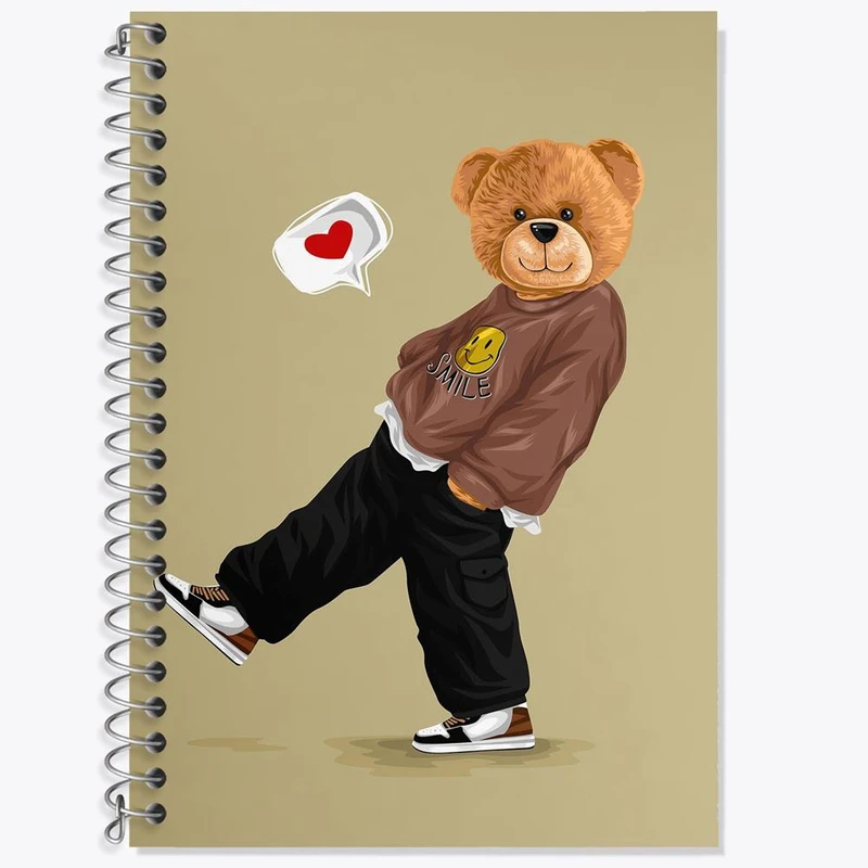 دفتر زبان 50 برگ خندالو مدل دو خط طرح تدی Teddy کد 26175