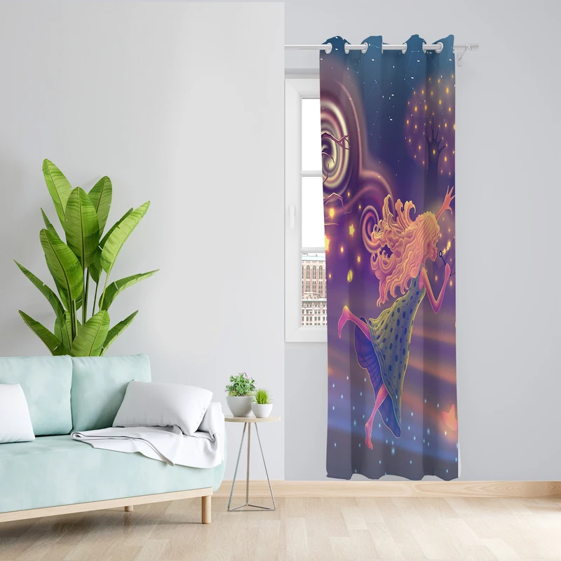 پرده طرح دختر مدل مخمل پانچی کد 2298 z سایز 140x200 سانتی متر