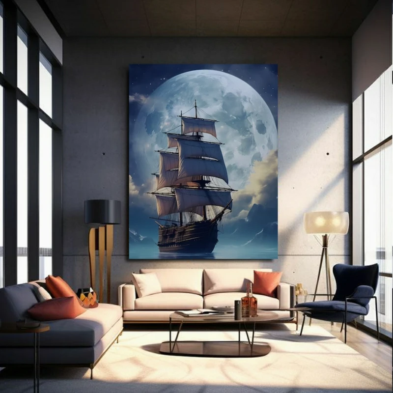 پوستر پارچه ای طرح کشتی و دریا کد PP2777