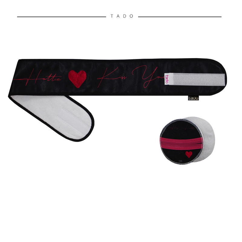 ست هدبند اصلاح و پد پاک کننده آرایش صورت تادو مدل HE019 مجموعه 3 عددی