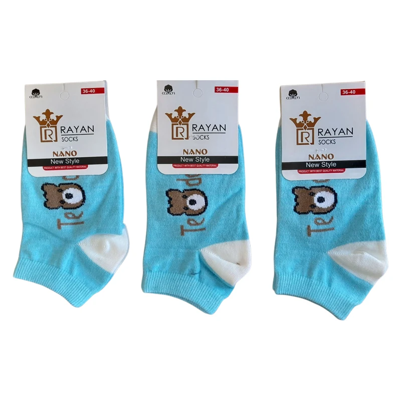 جوراب ساق کوتاه بچگانه مدل خرس بسته 3 عددی