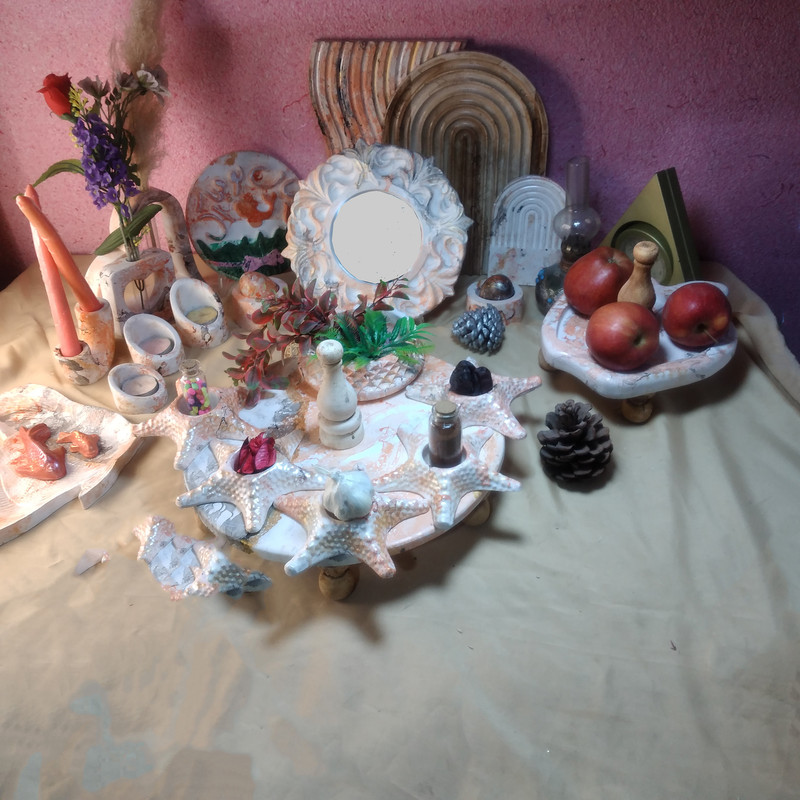 مجموعه ظروف هفت سین 8 پارچه مدل ماربل پتینه طرح ستاره دریایی کد 2300
