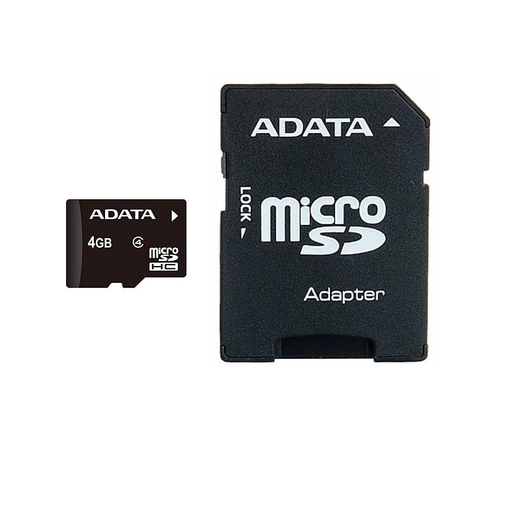 کارت حافظه microSDHC ای دیتا مدل Premier کلاس4 استاندارد UHS-I U1 سرعت 50MBps ظرفیت 4 گیگابایت به همراه آداپتور SD