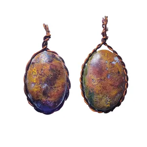 آویز گردنبند مدل سنگ شجر بسته 2 عددی