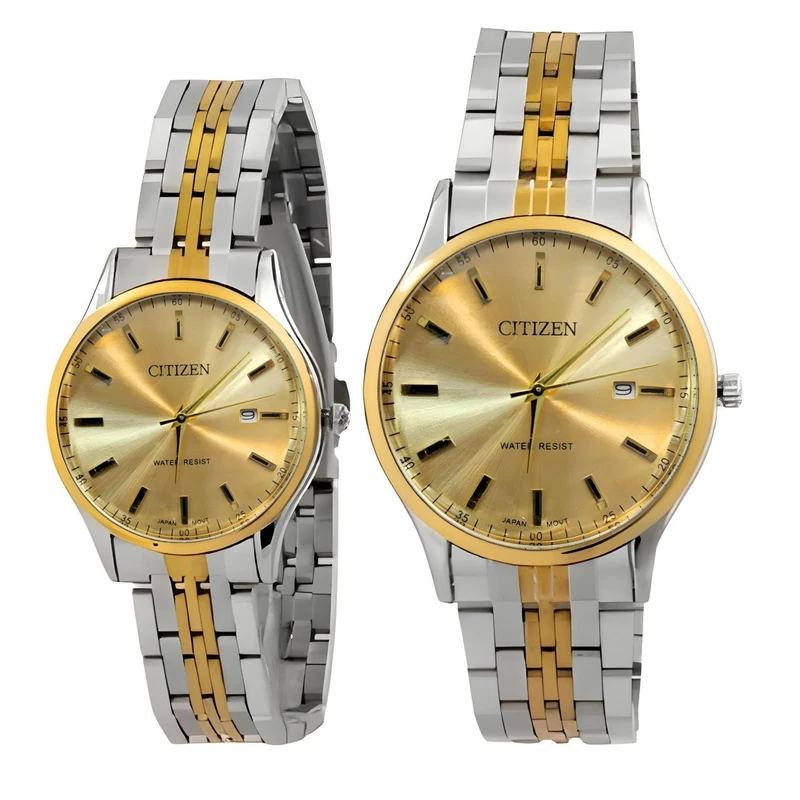 ست ساعت مچی عقربه ای  زنانه و مردانه مدل خطی کد 01