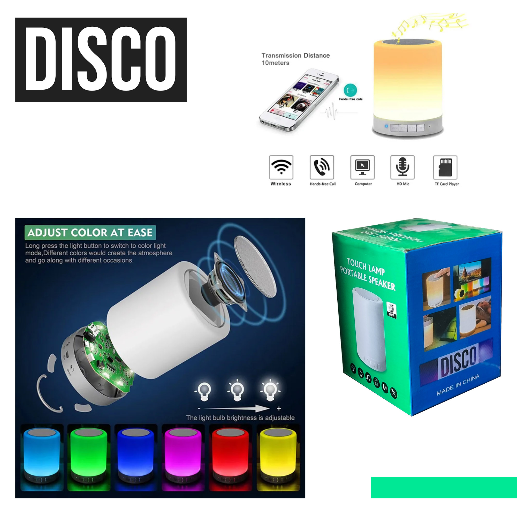 اسپیکر بلوتوثی قابل حمل دیسکو مدل Lamp
