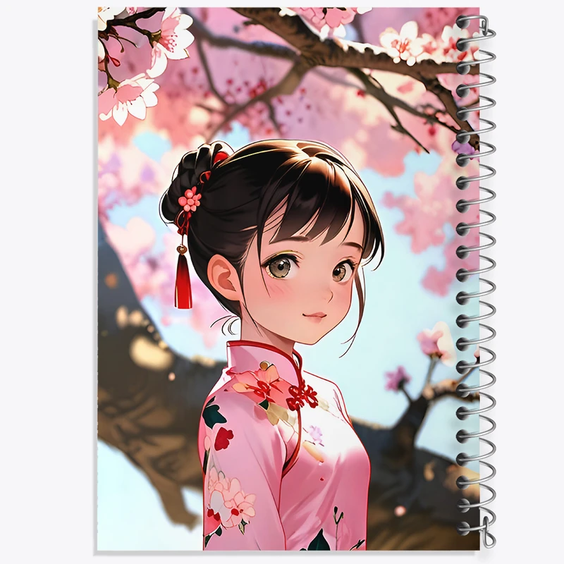 دفتر ژورنال نویسی 50 برگ خندالو مدل نقطه ای طرح دختر ژاپنی کد F6635