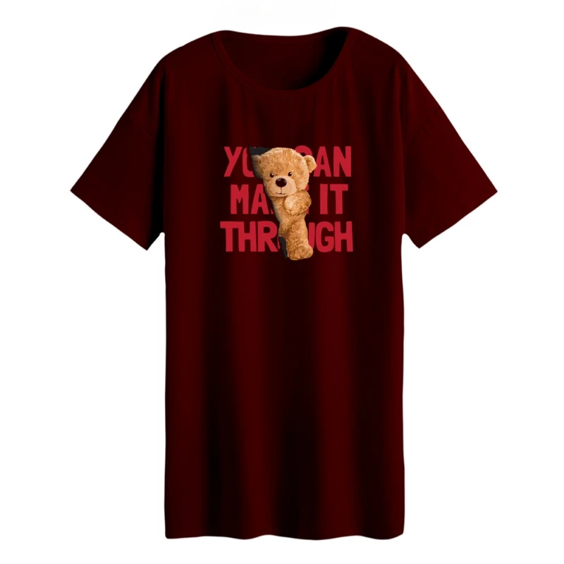 تی شرت لانگ زنانه مدل نوشته تدی