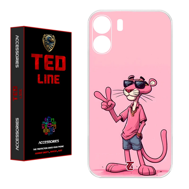 کاور تد لاین طرح پلنگ صورتی کد 1110 مناسب برای گوشی موبایل شیائومی Redmi 13C / Poco C65