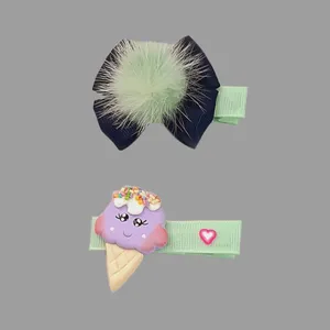 گیره مو دخترانه مدل بستنی مجموعه 2 عددی