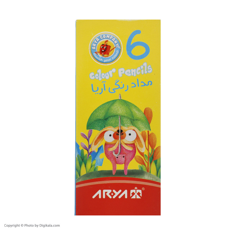 مداد رنگی 6 رنگ آریا مدل 3071