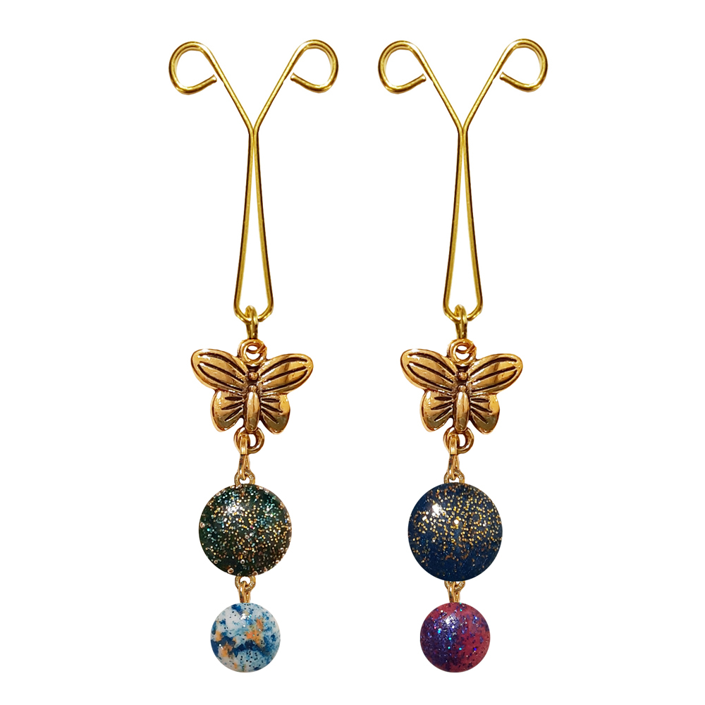 گیره روسری زنانه طرح پروانه کد PM SE46 مجموعه 2 عددی