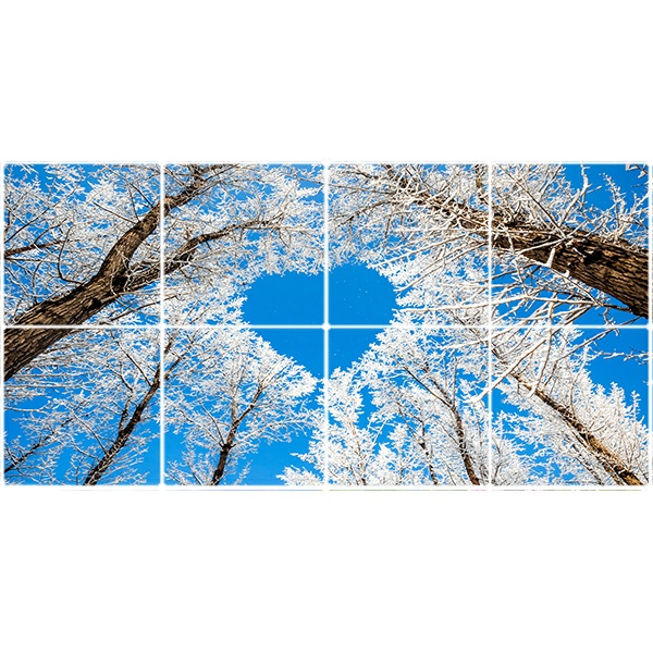 تایل سقفی آسمان مجازی طرح درخت و برف کد ST 1033-8 سایز 60x60 سانتی متر مجموعه 8عددی