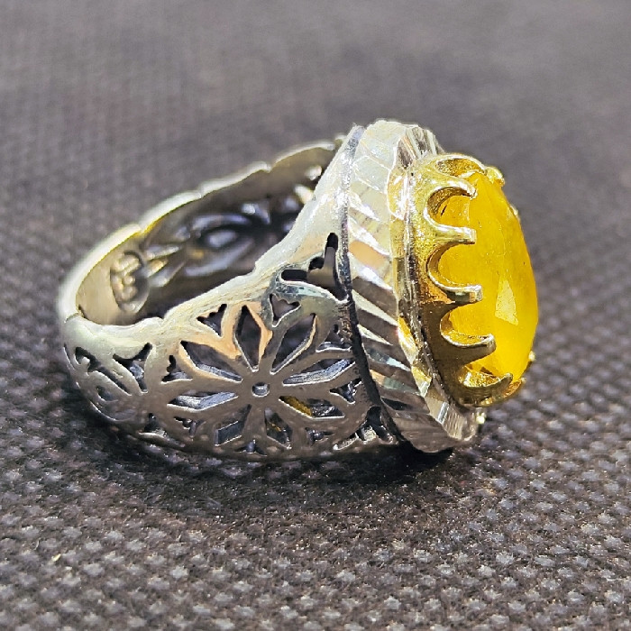 انگشتر نقره مردانه مدل سنگ یاقوت آفریقایی کد 33