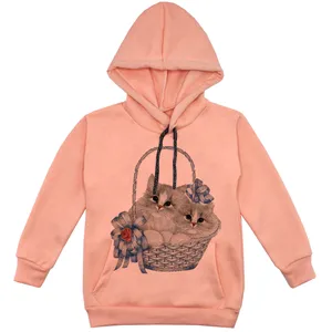 هودی دخترانه مدل سبدگربه F81 رنگ گلبهی 