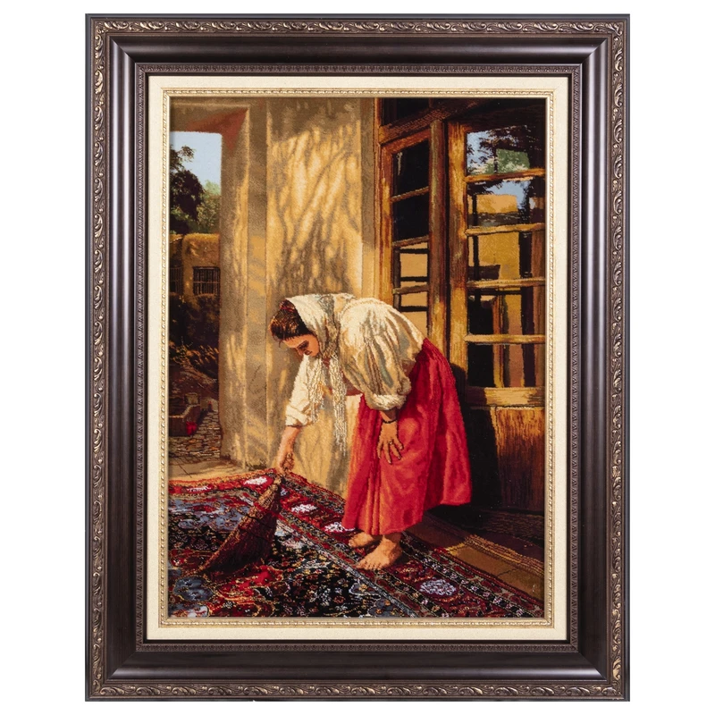 تابلو فرش دستباف سی پرشیا مدل دختر جارو زن کد 903891