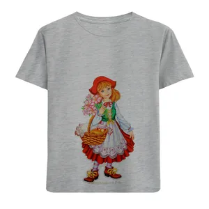 تی شرت آستین کوتاه دخترانه مدل دخترک وسبدگل D94