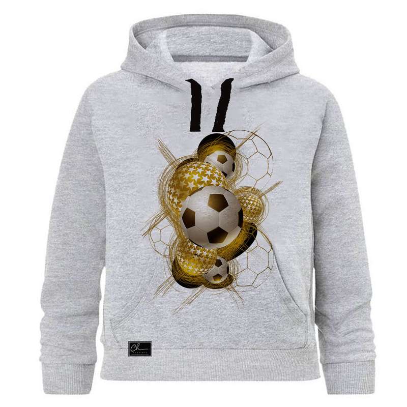 هودی پسرانه طرح FOOTBALL کد J117 رنگ طوسی