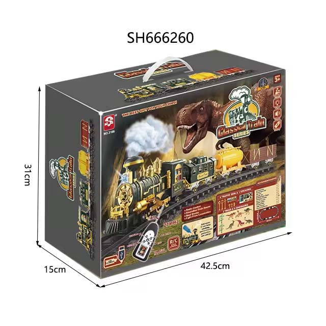 قطار بازی کنترلی مدل چراغدار طرح دایناسوری دودزا کد 3079 مجموعه 18 عددی
