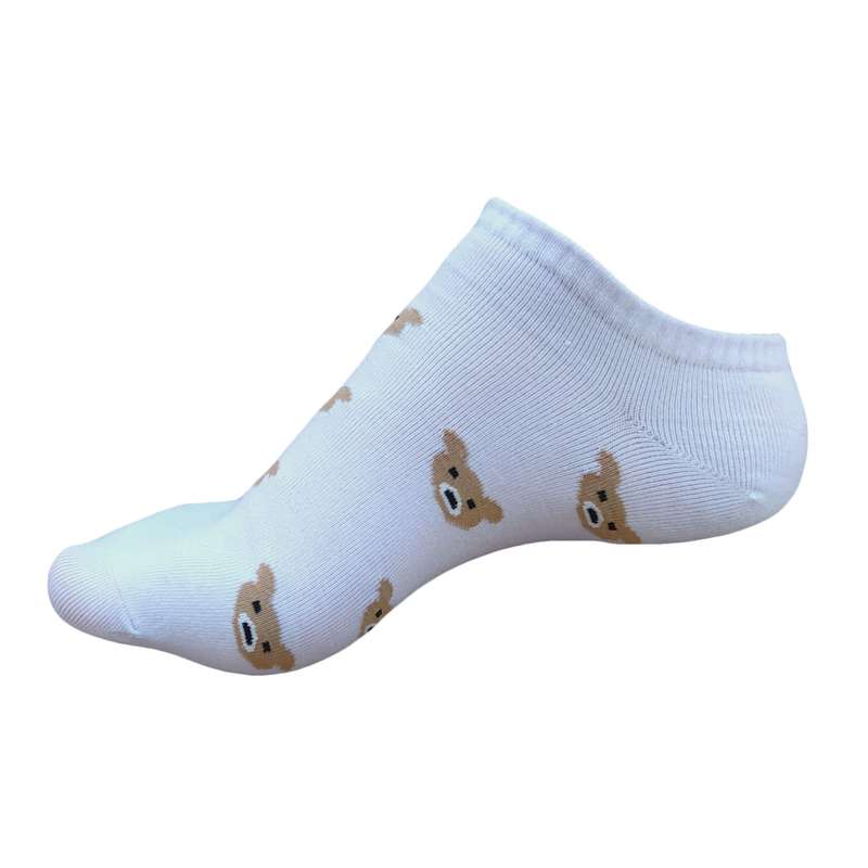 جوراب ساق کوتاه دخترانه مدل خال خالی خرسی رنگ سفید