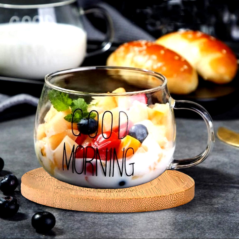 لیوان مدل GOOD MORNING  به همراه زیر لیوانی