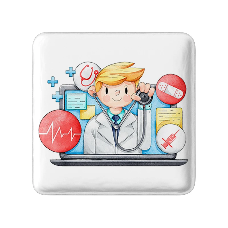 پیکسل خندالو طرح پزشک و پرستار مدل مربعی کد 31026