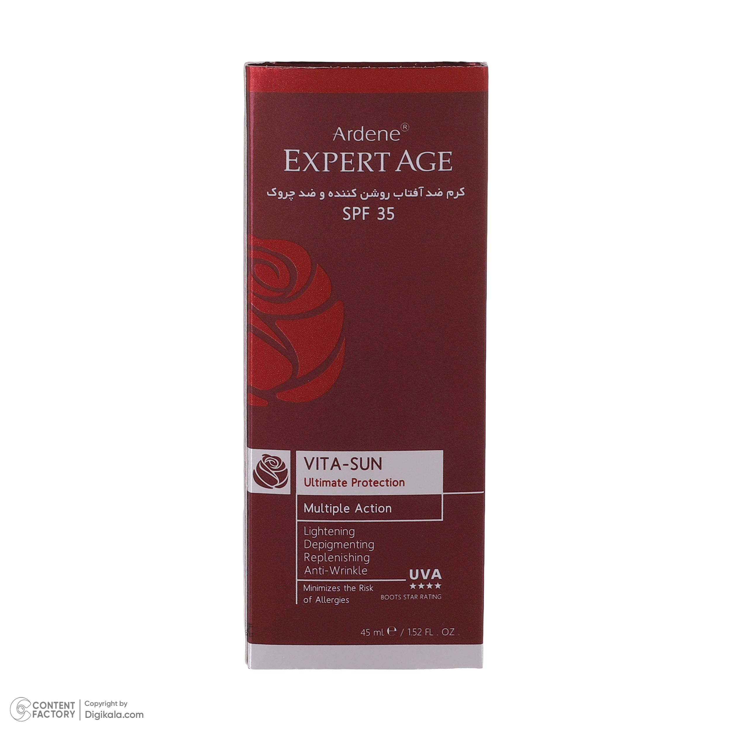 کرم ضد آفتاب بدون رنگ آردن اکسپرت ایج SPF 35 مدل VITA مناسب همه انواع پوست حجم 45 میلیلیتر