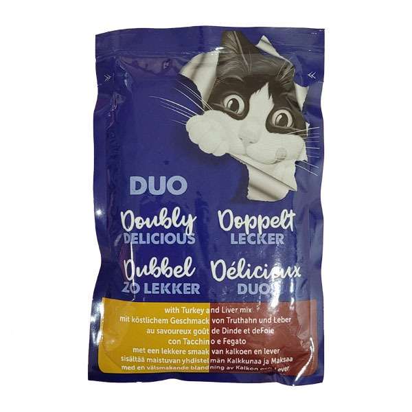 غذای پوچ گربه فلیکس مدل DUO بوقلمون و جگر  وزن 85 گرم