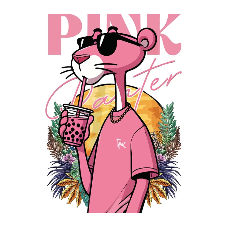 استیکر پارچه و لباس پاد آفرین مدل پلنگ صورتی کد 503