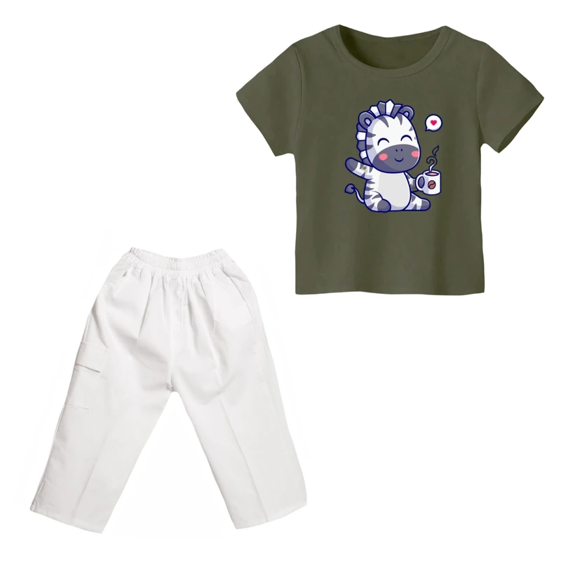 ست تی شرت و شلوارک پسرانه مدل گورخر کد 15