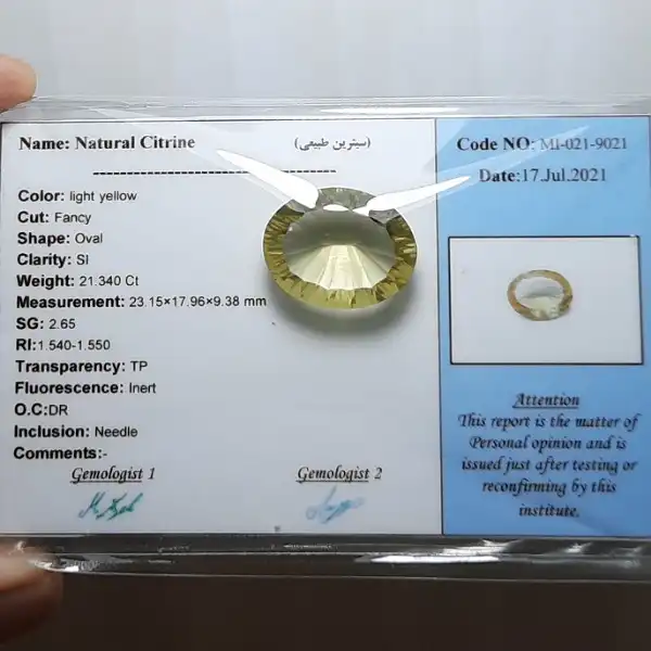 سنگ سیترین مدل طبیعی شناسنامه دار