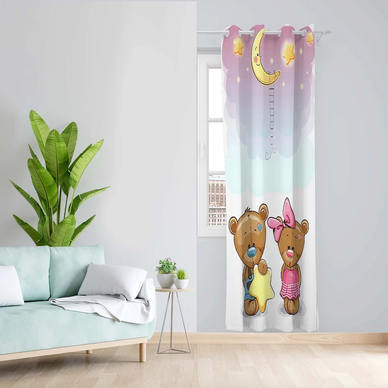 پرده طرح کودک مدل مخمل پانچی کد 5123 z سایز 140x200 سانتی متر