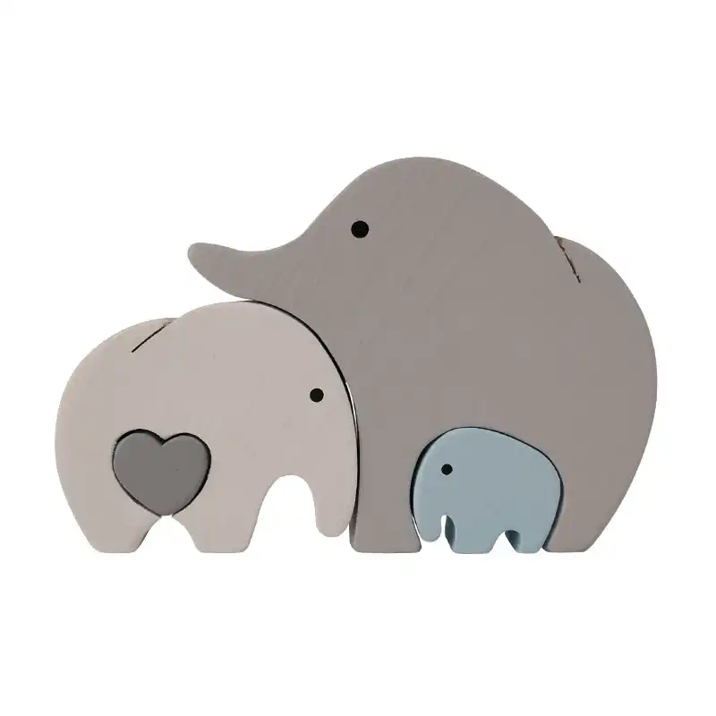 اسباب بازی چوبی طرح پازل فیل قلبی مدل MKT11J مجموعه 4 عددی