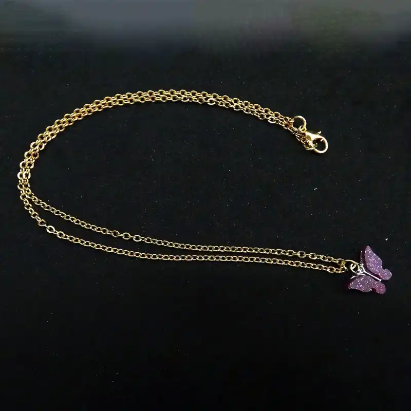 گردنبند دخترانه مدل رزگل پروانه کد GRS 31