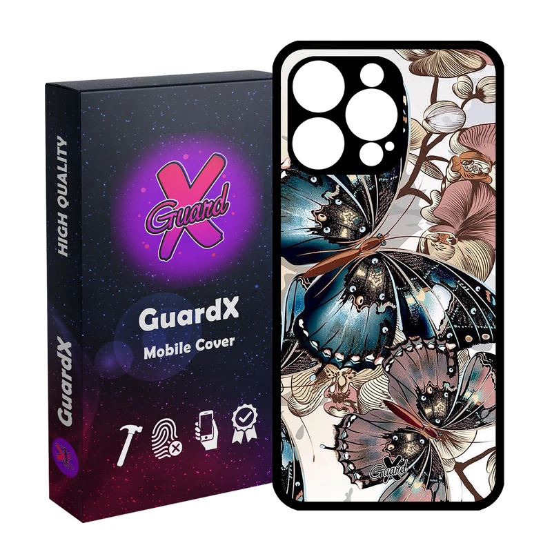کاور گارد ایکس طرح پروانه مدل قاب Glass10285 مناسب برای گوشی موبایل اپل iPhone 15 Pro Max