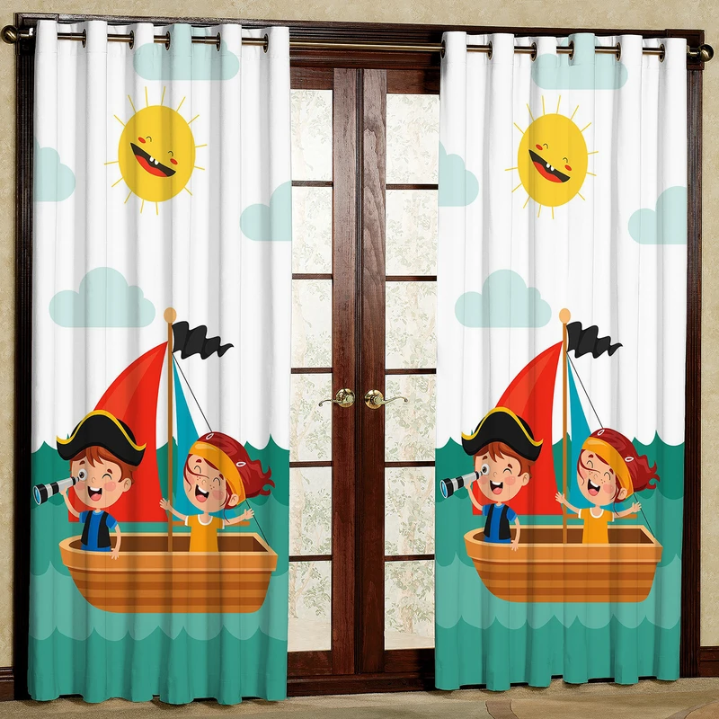 پرده مدل قایق و دزد دریایی کد 1186 سایز 200x140 سانتی متر