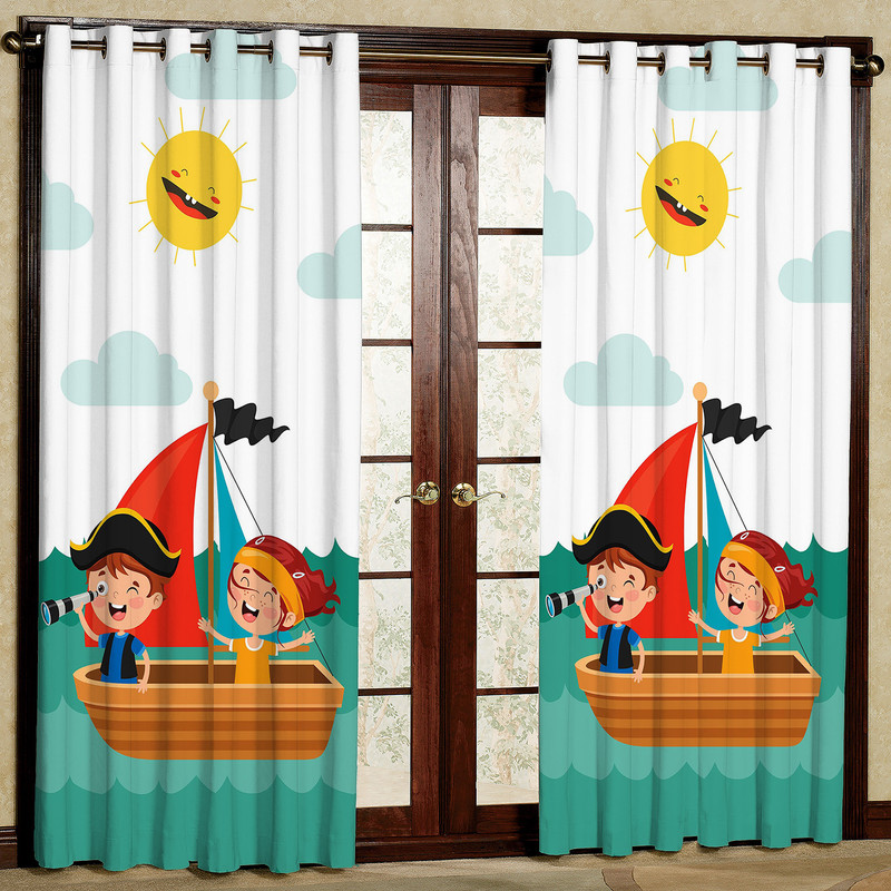 پرده مدل مخمل پانچی طرح کودک کد 1186T2 سایز 200x140 سانتی متر