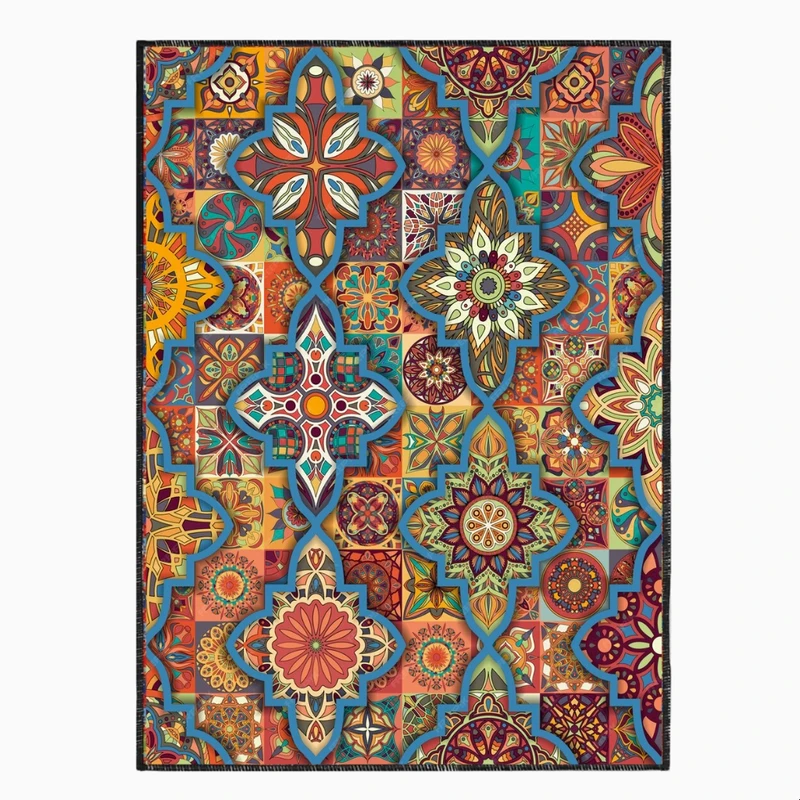 فرش پارچه‌ای مدل فرشینه طرح الگوی انتزاعی کد PY184